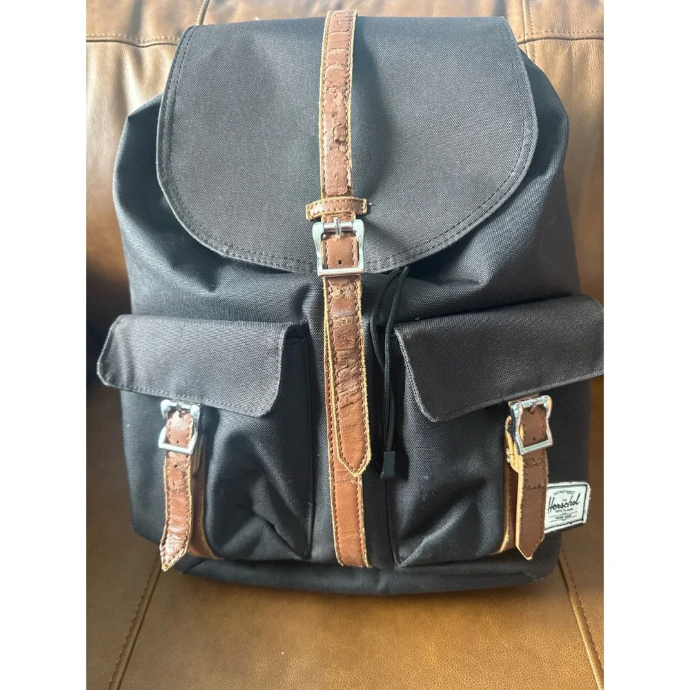 Herschel Supply Co Dawson Backpack Black Tan Canvas Laptop Bag Rucksack